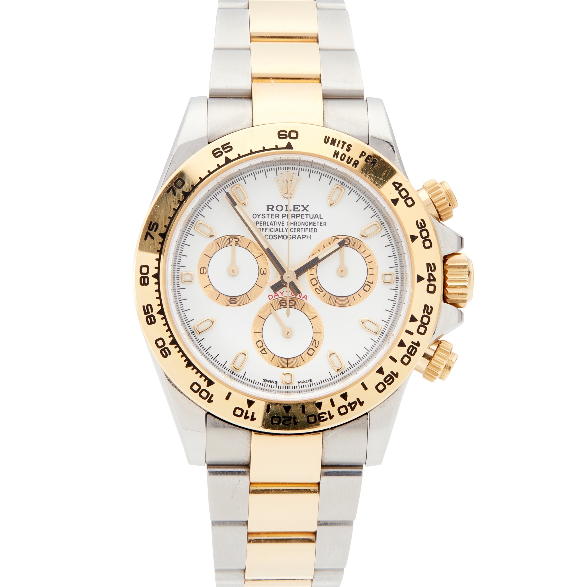 A BI-METALLIC OYSTER PERPETUAL COSMOGRAPH DAYTONA WRISTWATCH, BY ROLEX | Sold for £15,000 incl premium